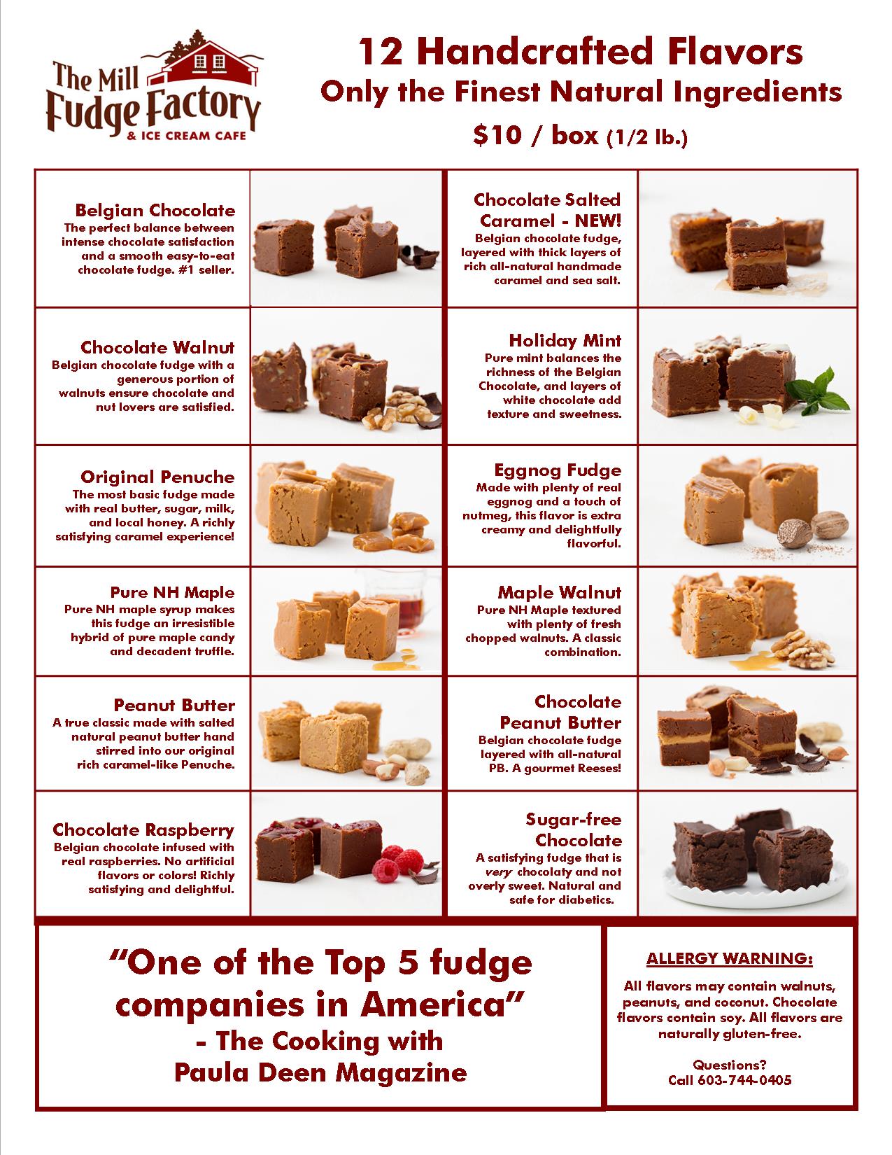 Fudge Fundraising Sample Materials The Mill Fudge Factory