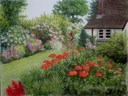 Flower Garden Drawing original pastel drawing flower garden - wilder fine arts Flower Garden Drawing original pastel drawing flower garden - wilder fine arts