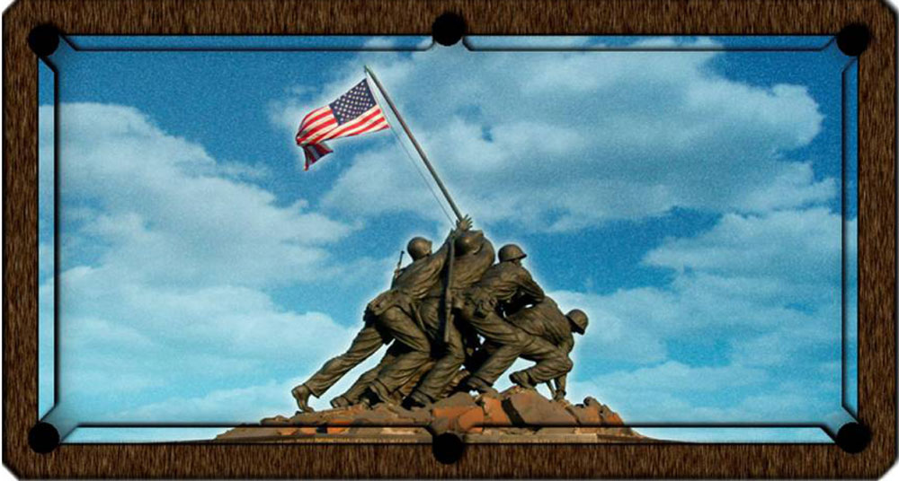Custom Billiard Table Cloth - Flag Raising of Iwo Jima Custom Pool Table Felt - Flag Raising of Iwo Jima
