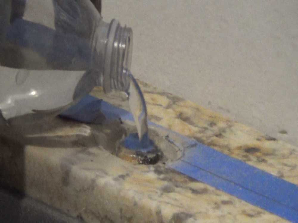 hole granite drill countertop stone tile water surface clean cutting down sprinkle away diamond