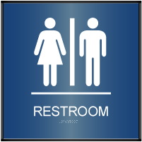 Curved Ada Unisex Restroom Sign W Braille