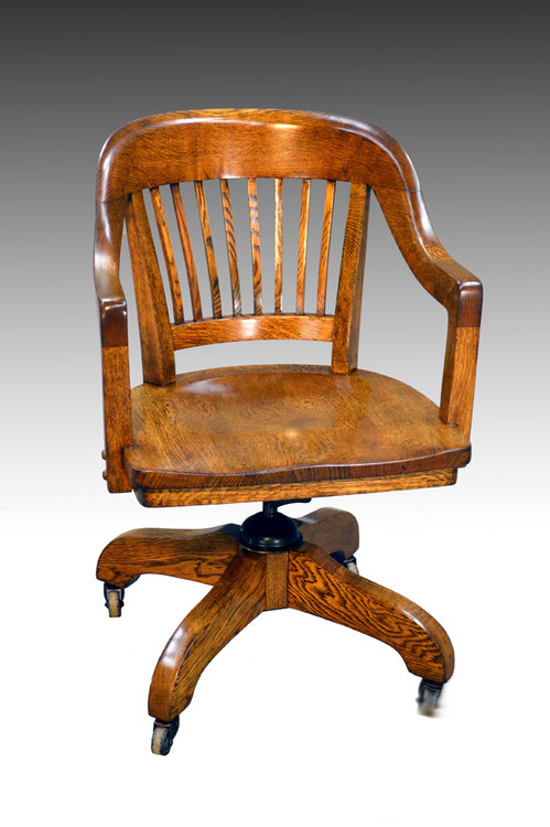 sold oak lawyers banker quarter sawn swivel office chair maine
