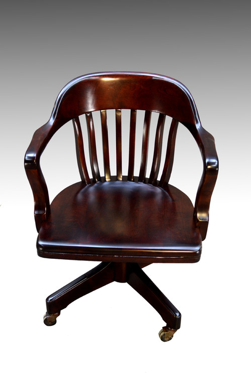 sold mahogany bankers lawyers swivel tilting office chair maine