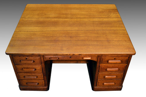 SOLD Antique Oak Partner Raised Panel Executive Desk By Derby Image 1 - SOLD Antique Oak Partner Raised Panel Executive Desk By Derby