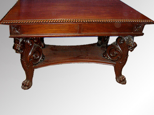 SOLD Mahogany Carved Griffin Library Table Possibly R.J. Horner Image 1 - SOLD Mahogany Carved Griffin Library Table Possibly R.J. Horner