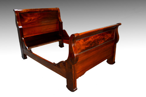 16527 Vintage Mahogany Empire Sleigh Bed - Maine Antique Furniture Image 1 - 16527 Vintage Mahogany Empire Sleigh Bed - Maine Antique Furniture
