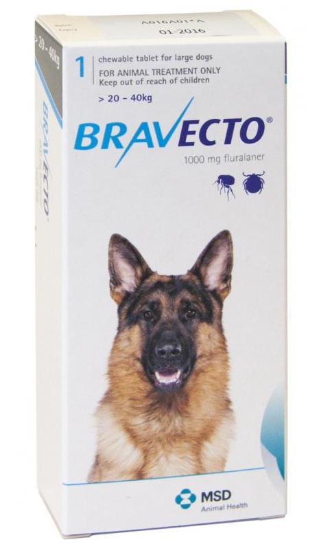 Bravecto for Dogs 44-88 lbs (20-40 kg) - Blue - 1 Tablet (3 months