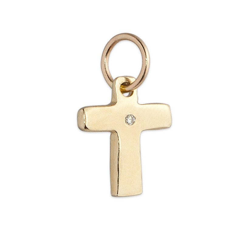 Tiny Cross Charm Silver or Gold Personalized