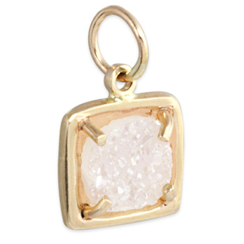 Druzy Square Small Charm Silver or Gold