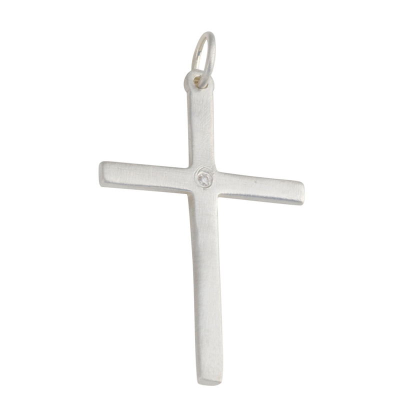 NEW Large Cross silver or gold with optional diamonds personalized