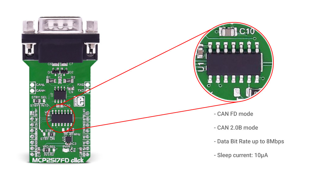 Can Fd Controller Board With High Speed Can Transceiver And Spi