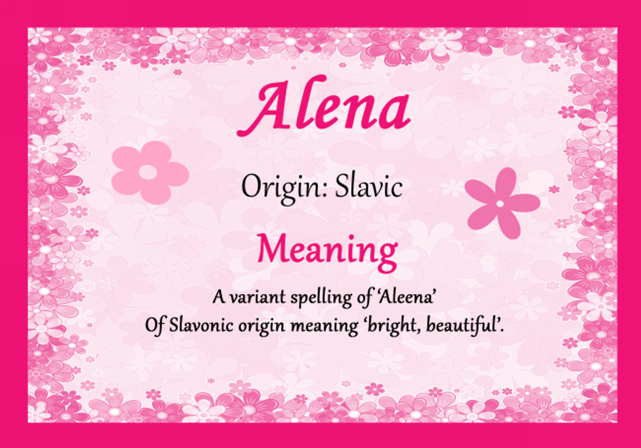 Alena Personalised Name Meaning Certificate The Card Zoo