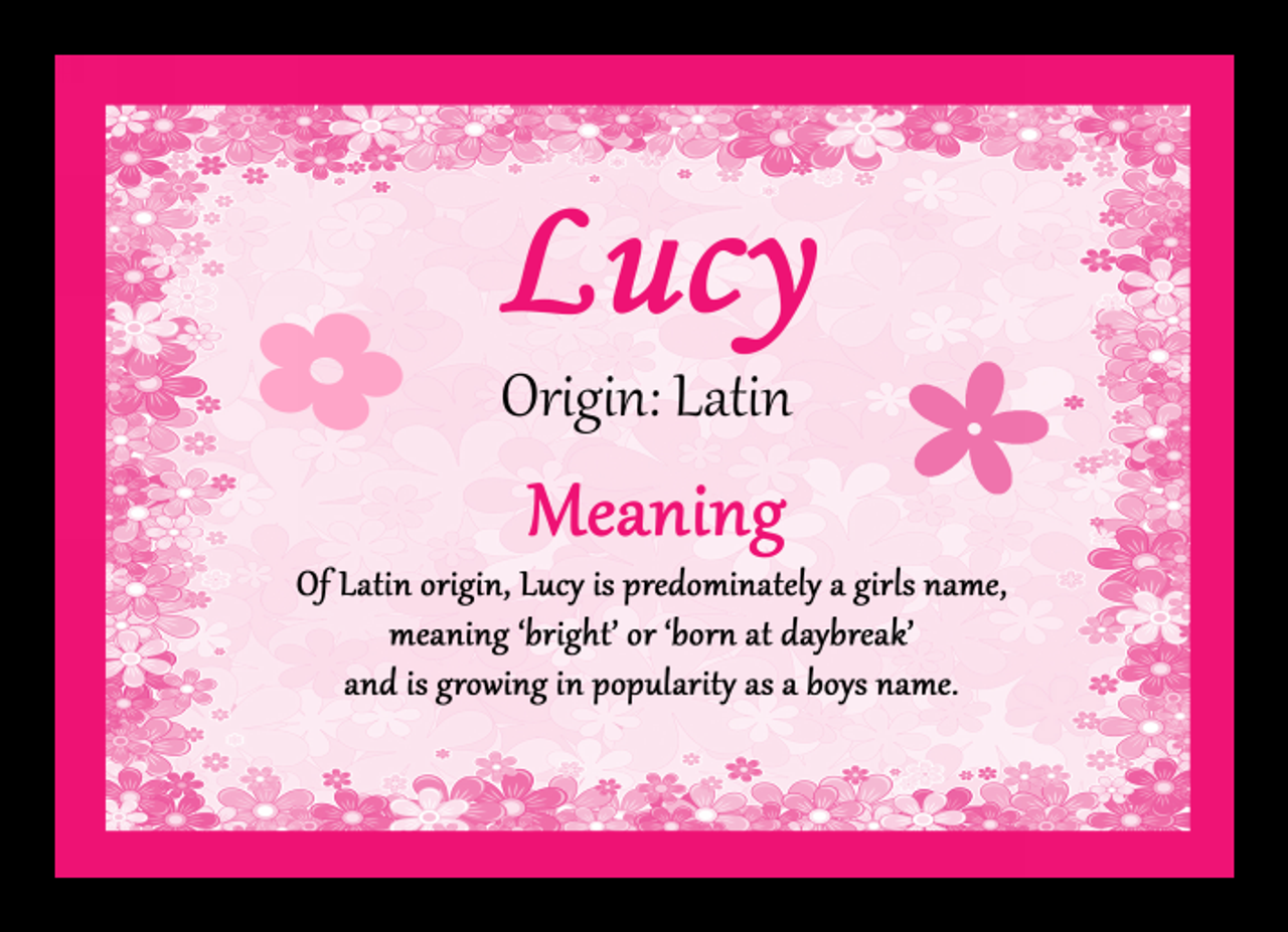 Lucy Personalised Name Meaning Placemat The Card Zoo