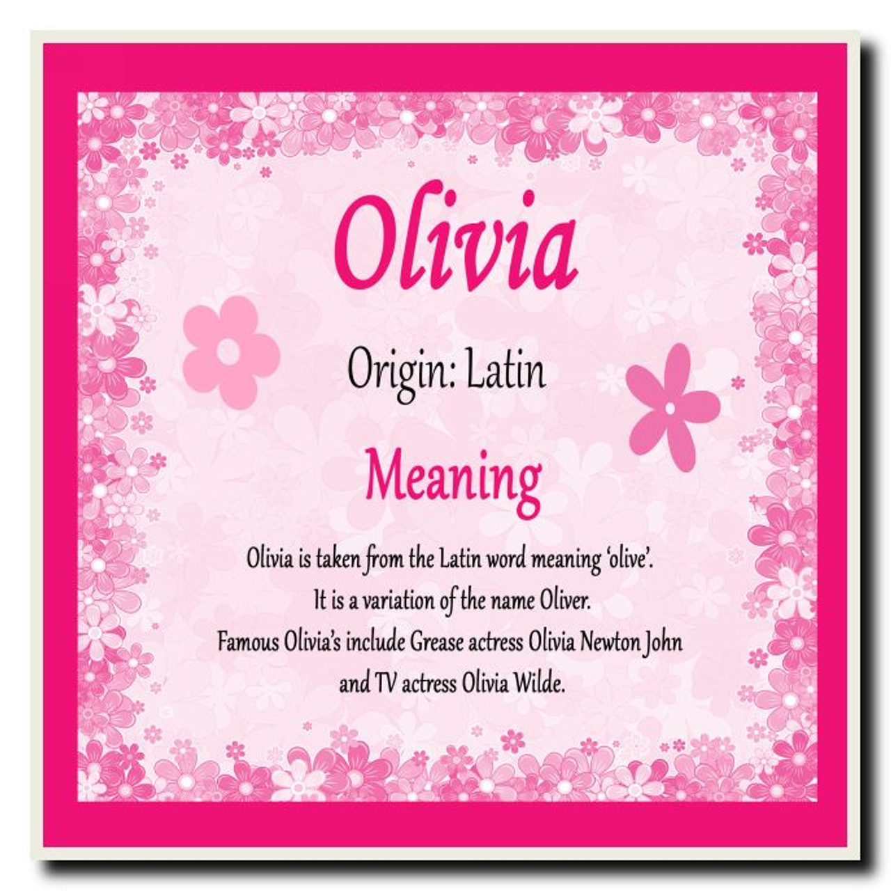 Olivia Personalised Name Meaning Coaster The Card Zoo