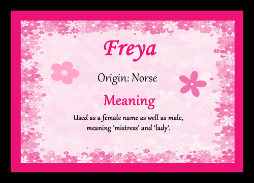 Freya Personalised Name Meaning Mousemat - The Card Zoo