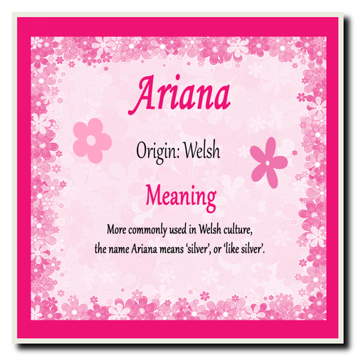 Ariana Personalised Name Meaning Certificate - The Card Zoo