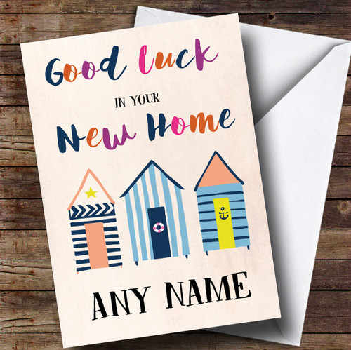 beach huts colourful new home personalised card the card zoo