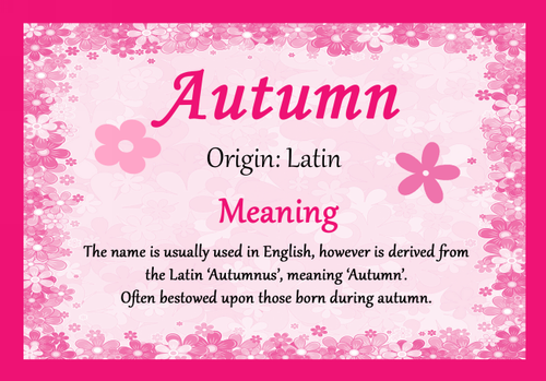 Autumn Personalised Name Meaning Certificate - The Card Zoo