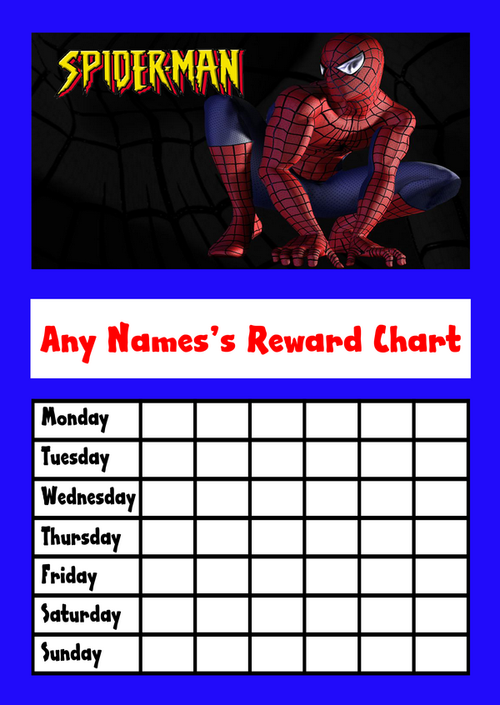 Blue Spiderman Star Sticker Reward Chart - The Card Zoo