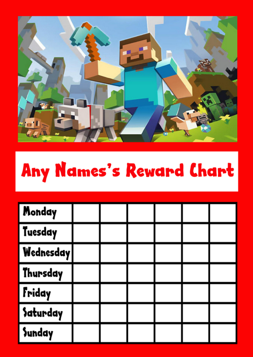 red minecraft star sticker reward chart the card zoo can us dollar chart