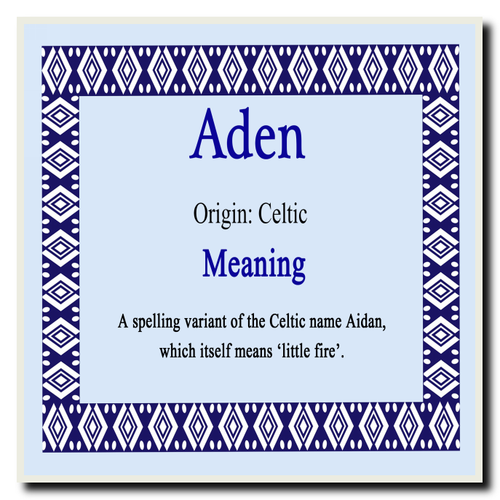 Aden Personalised Name Meaning Coaster - The Card Zoo