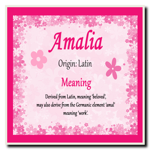 Amalia Personalised Name Meaning Coaster The Card Zoo