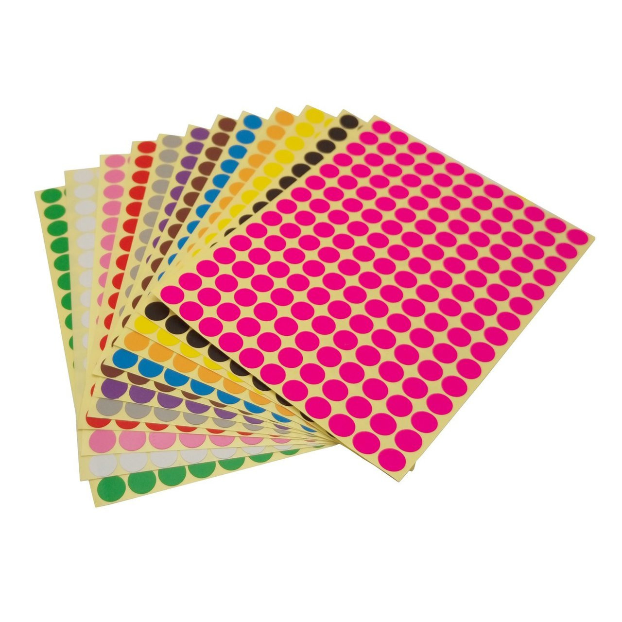 LJY 10mm Round Dot Stickers Color Coding Labels, 12 Different Assorted
