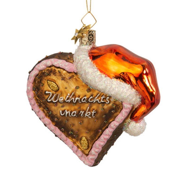 Gingerbread Heart with Santa Hat