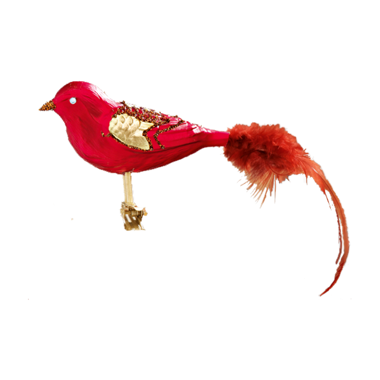 Red Glass Bird with Gold