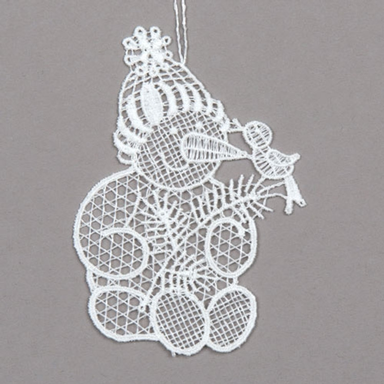 Snowman with Bird Linen Ornament