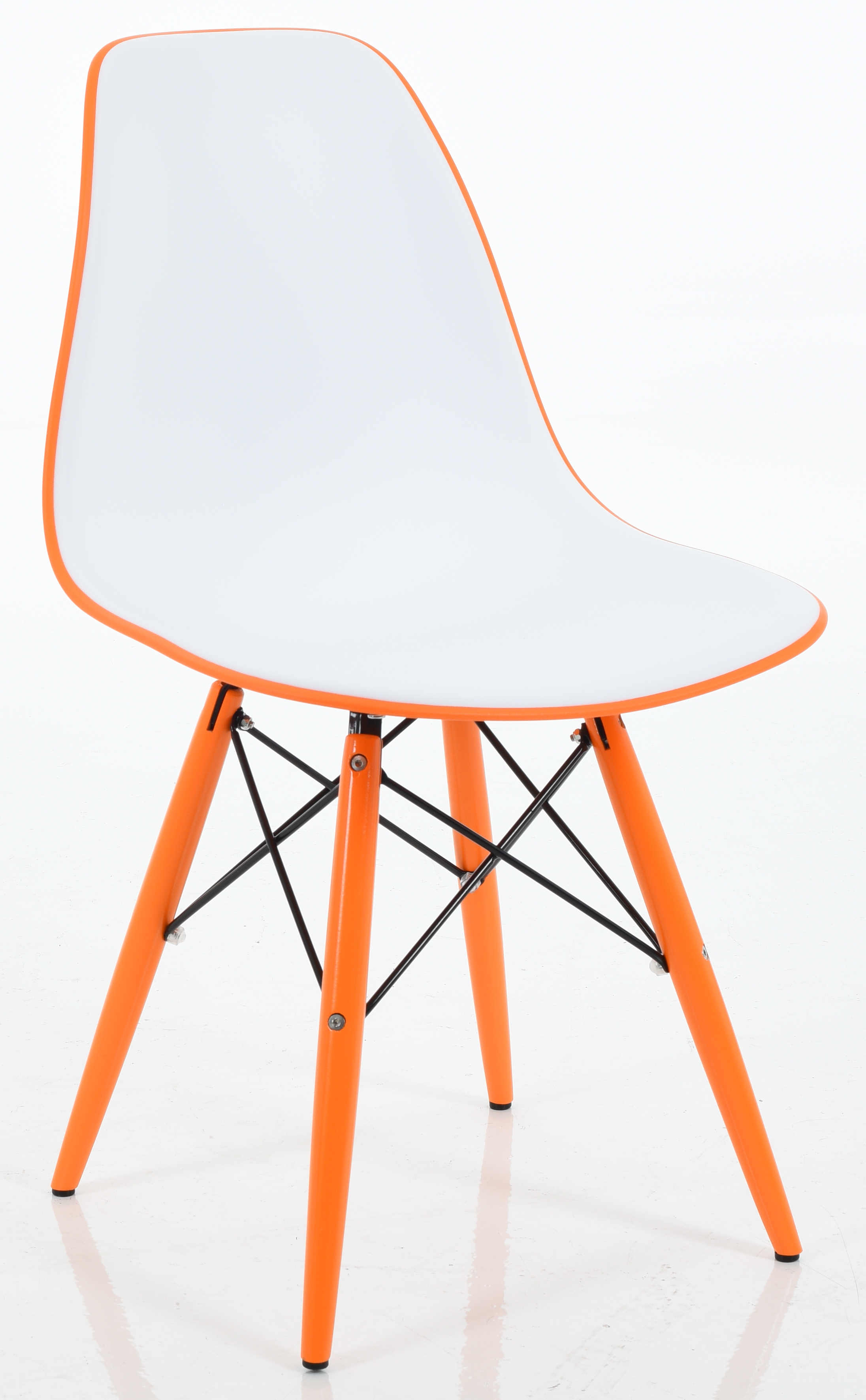 Orange Plastic Chair molded plastic side chair with matching color wooden base Orange Plastic Chair molded plastic side chair with matching color wooden base