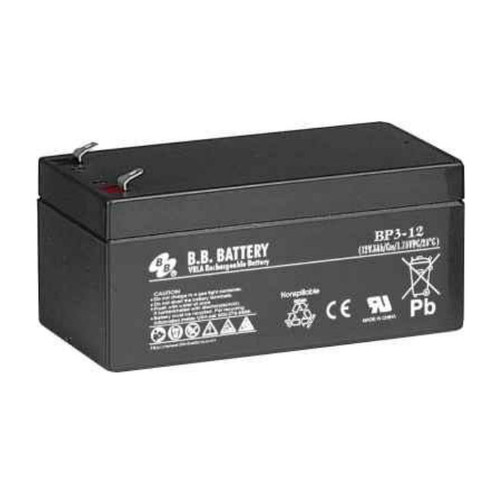 B.B. Battery BP3-12 (.187") - 12V 3Ah AGM - VRLA Rechargeable