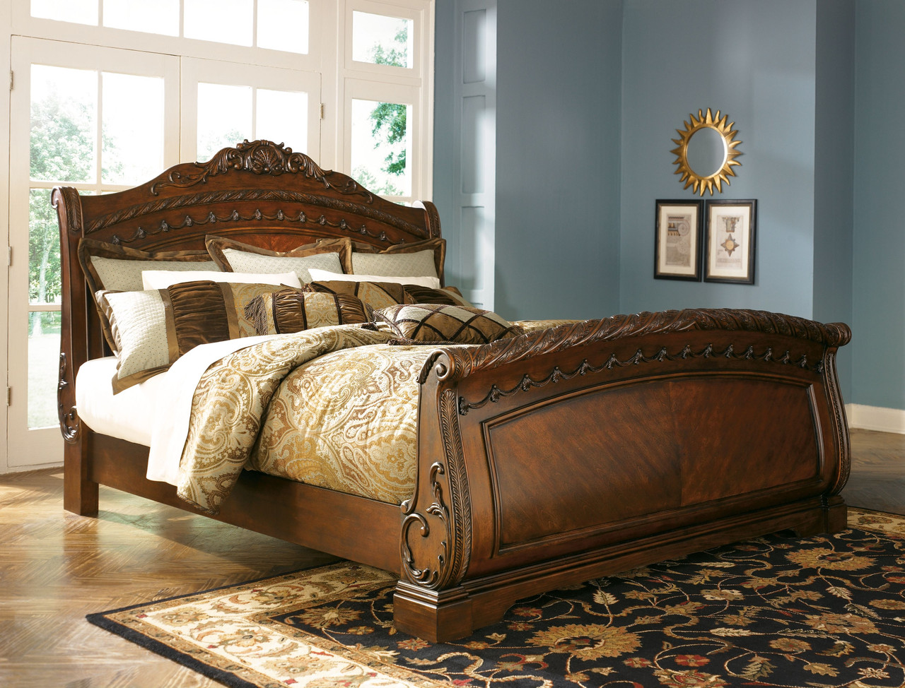 North Shore Dark Brown Queen Sleigh Bed sold at Hilton Furniture