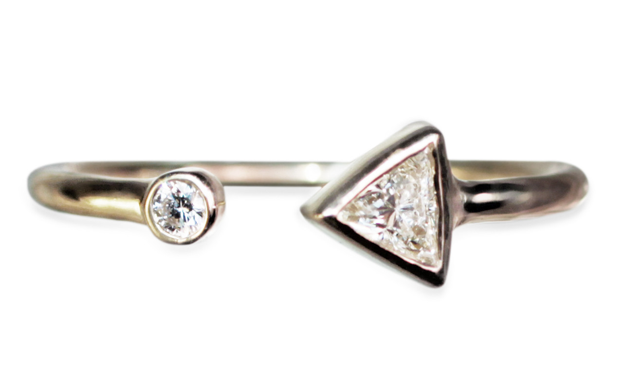 White Diamond Trillion Open Cuff Ring CHINCHAR•MALONEY