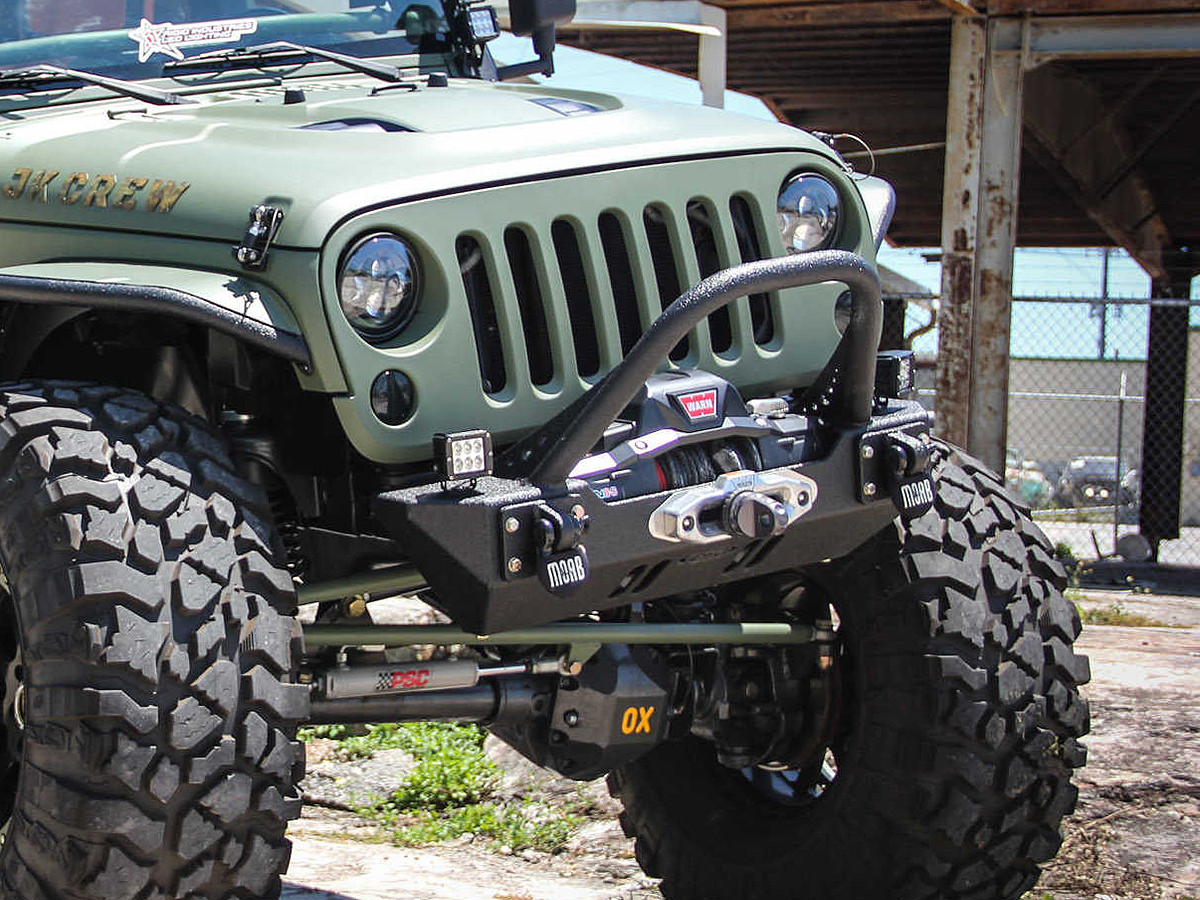 JK Winch Guard Front Bumper - Steel | GenRight Jeep Parts
