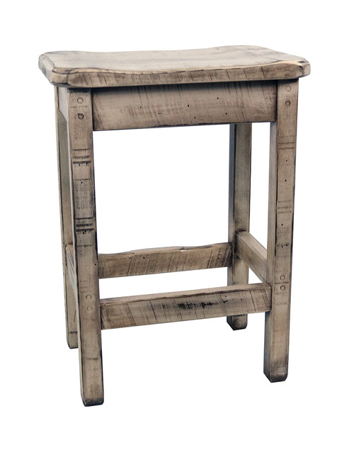 Farmhouse Distressed White Glazed Bar Stools 24 Scooped Seat