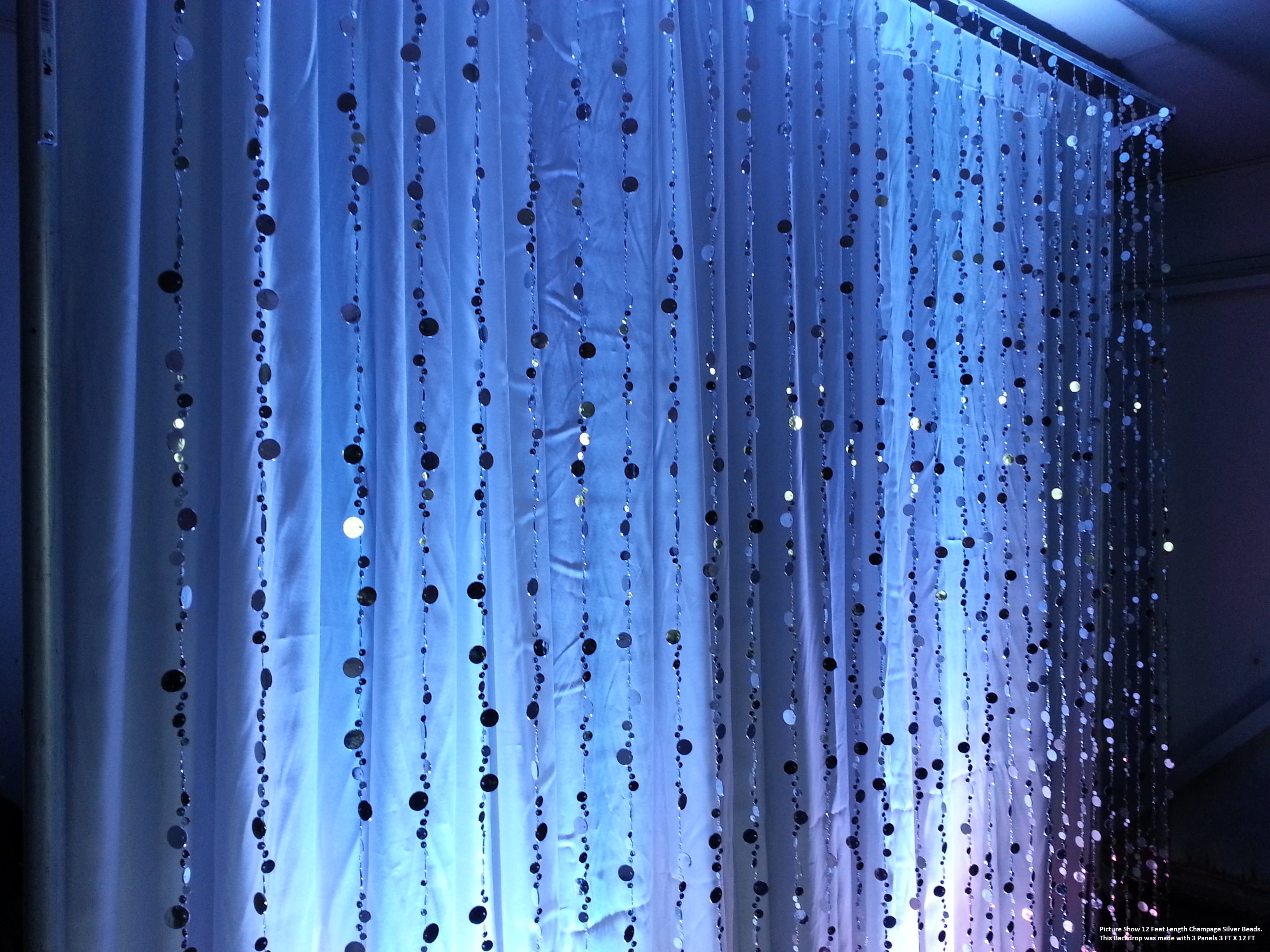 Backdrop made with Hanging Beads Champagne Silver