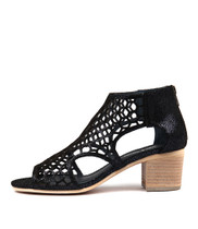 BOSTIK Heeled Sandals in Navy Crackle Leather