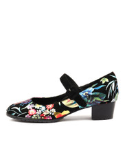 TANDOSI Heeled Shoes in Bright Floral/ Black Leather