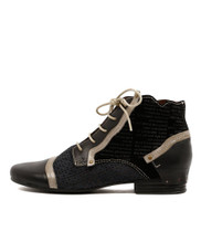 DANDLE Lace-up Ankle Boots in Black/Multi Leather