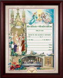 Traditional Confirmation Sacrament Certificate in Cherry Frame
