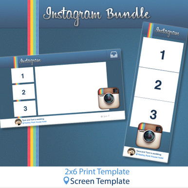 Instagram Bundle 2x6 Print Template And Screen Template Darkroom Templates Darkroom Booth Green Screen Templates
