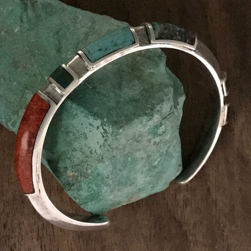Cuff Bracelet, Organic Silver, Chrysocolla, Lapis Lazuli