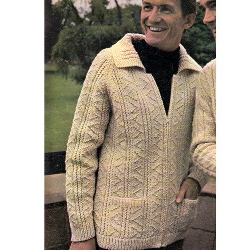 Vintage Mans Zippered Jacket Knitting Pattern
