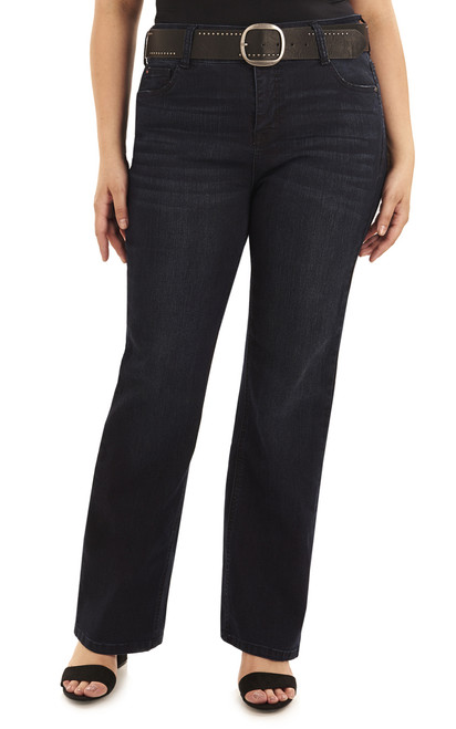 Plus Size Curvy Belted Bootcut Jeans In Amaryllis