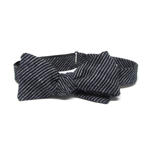 Navy Grounded Stripe Bow Tie