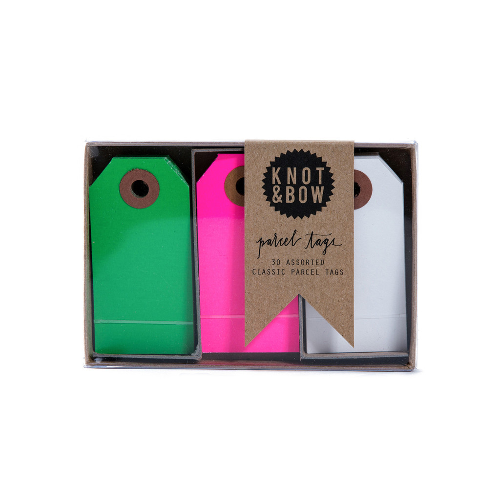 Parcel Tag Trio Box, Pink + Green Mix