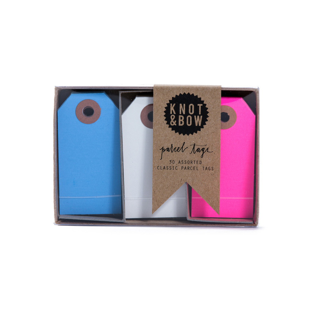 Parcel Tag Trio Box, Blue + Pink Mix