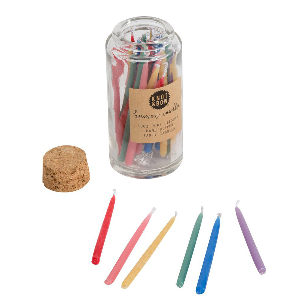 Beeswax Party Candle Jar, Rainbow