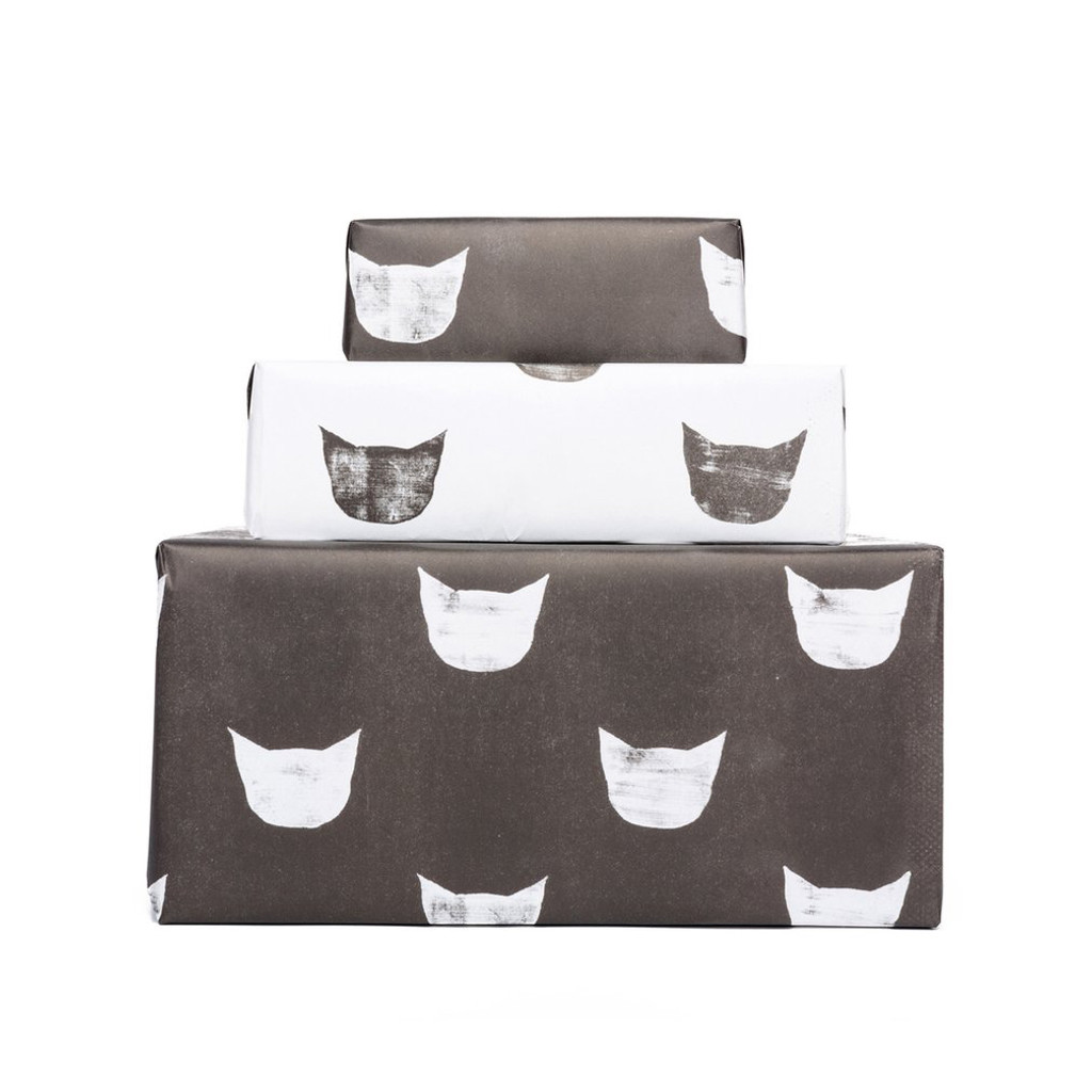 Gift Wrap, Black + White Cats